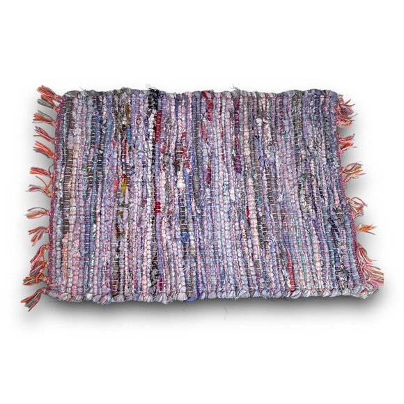 4 Vintage Handwoven Rag Rug Placemats Boho Style Cotton Set 19"x14" EUC Rustic - Picture 6 of 10